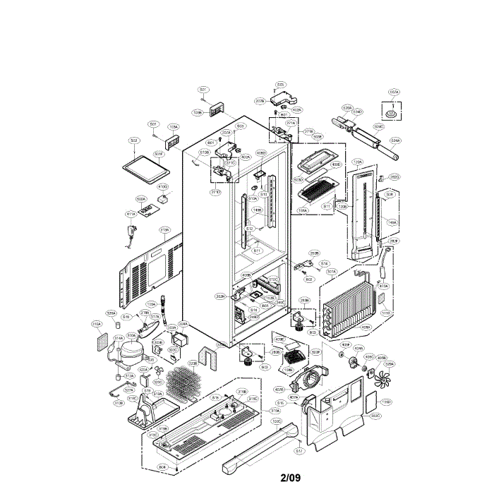 Case Diagram and Parts List for LFX21971ST 00 LG Refrigerator