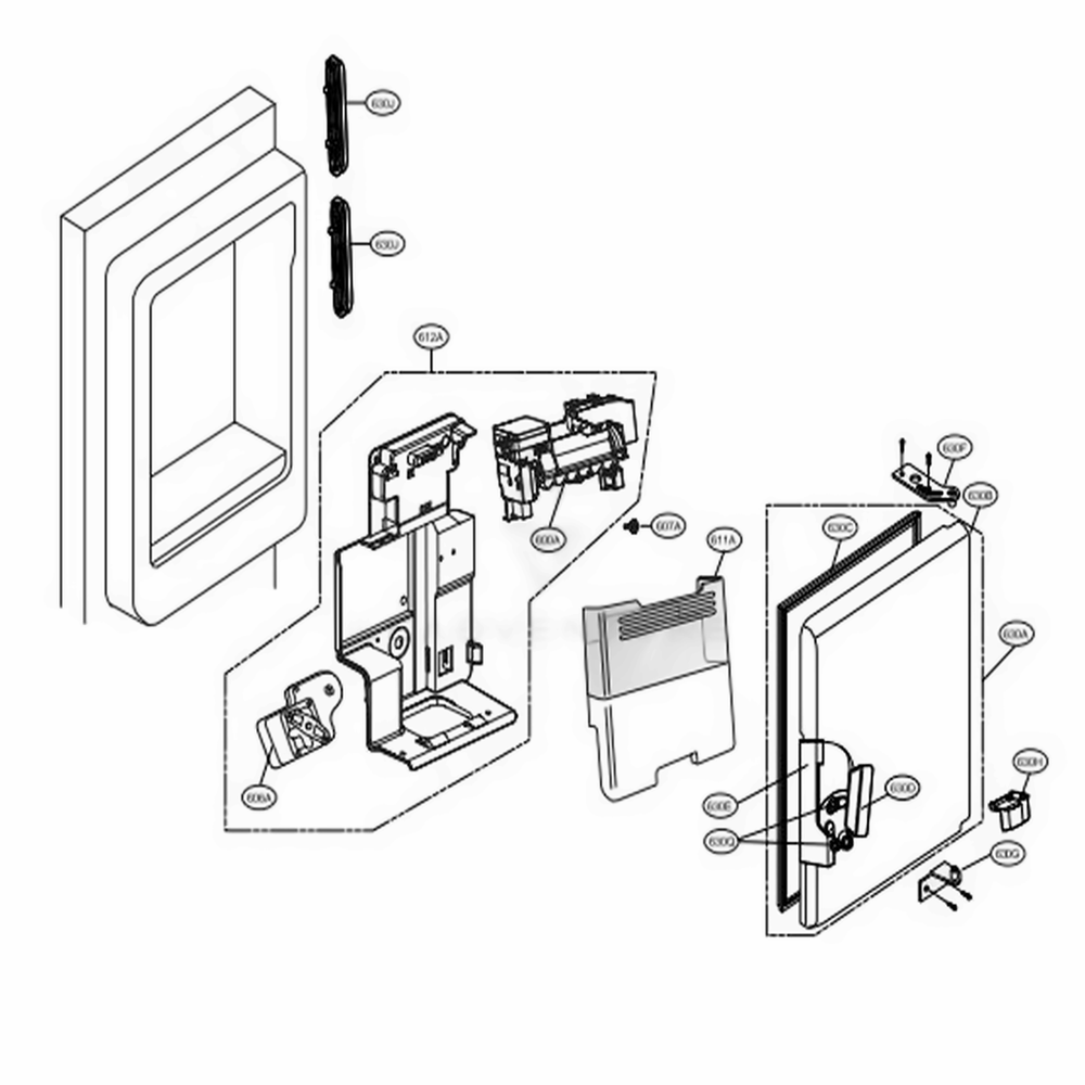 Ice Bin Parts Diagram and Parts List for LSFS213ST ASTCNA4 LG Refrigerator