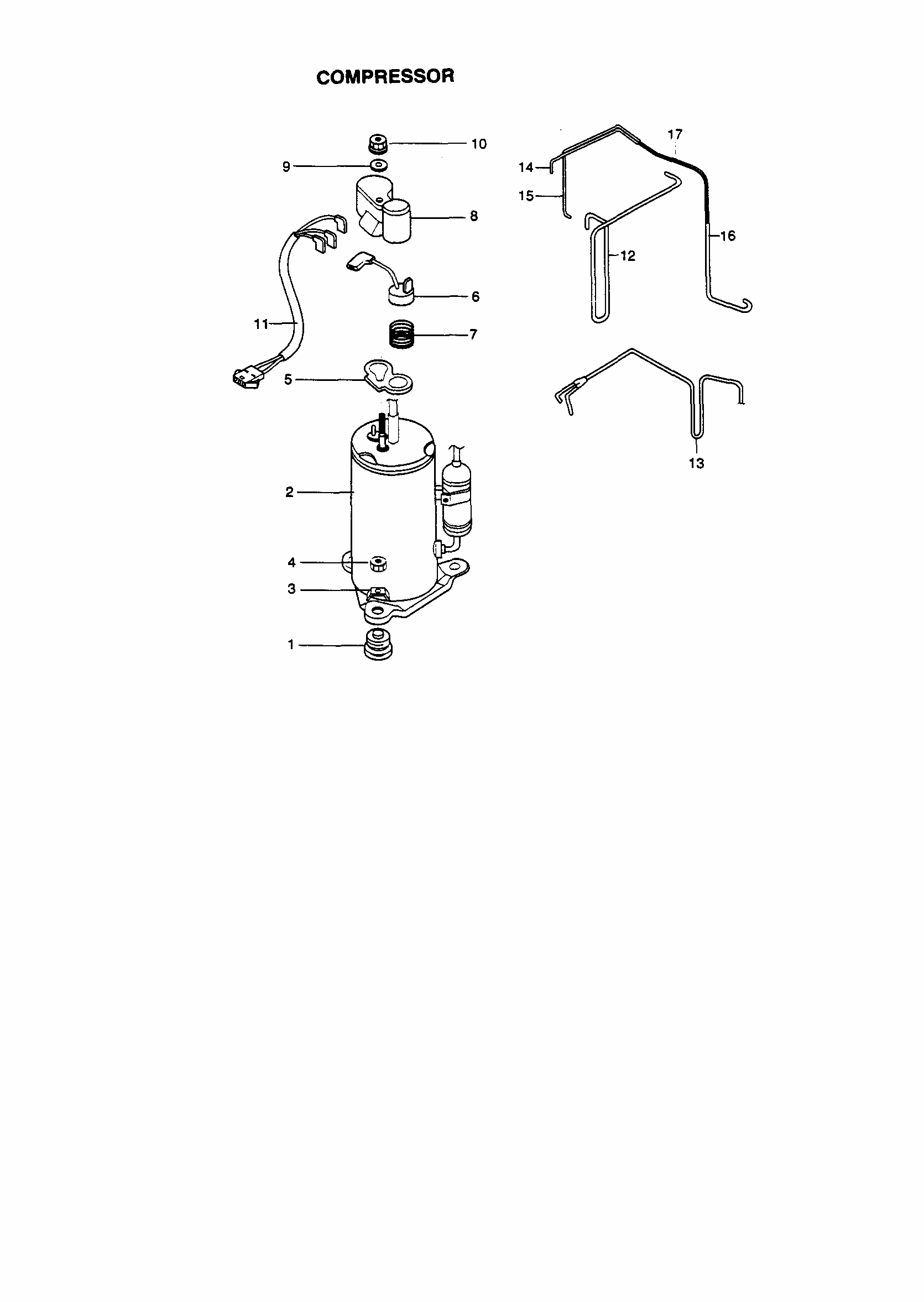 Compressor Diagram and Parts List for 58079122890  Kenmore Air Conditioner