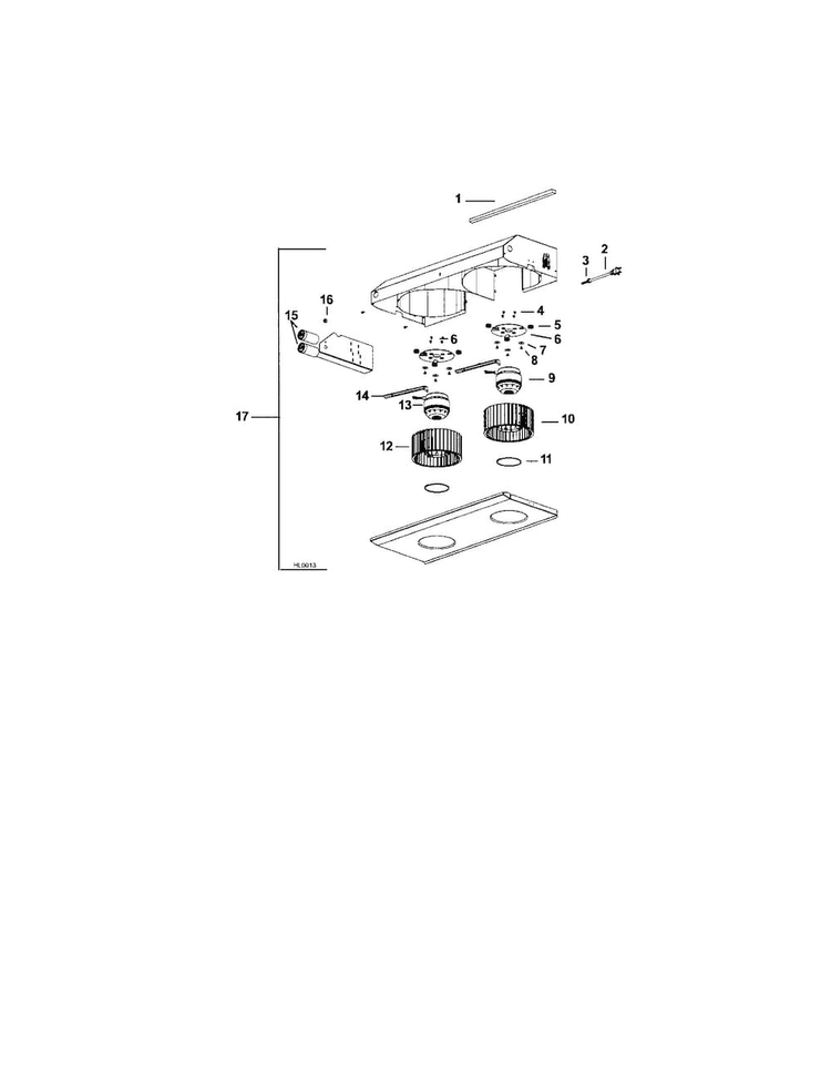 Dual Blower Diagram and Parts List for 23357839890  Kenmore Range Hood