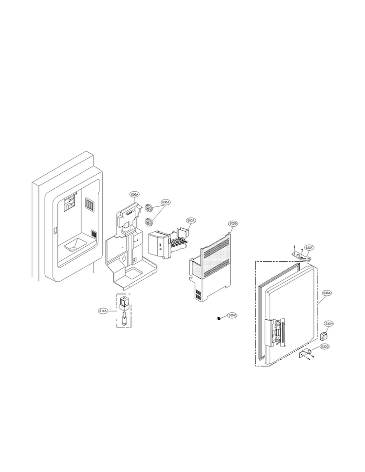 Ice Maker And Ice Bank Parats Diagram and Parts List for LFX23961ST 02 LG Refrigerator