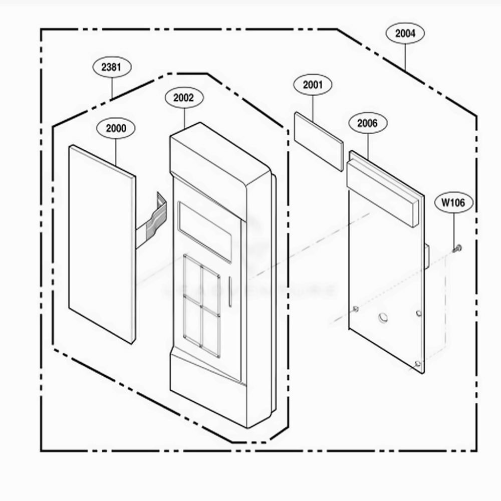 Control Panel Parts Diagram and Parts List for 66462 CWHESEA LG Range