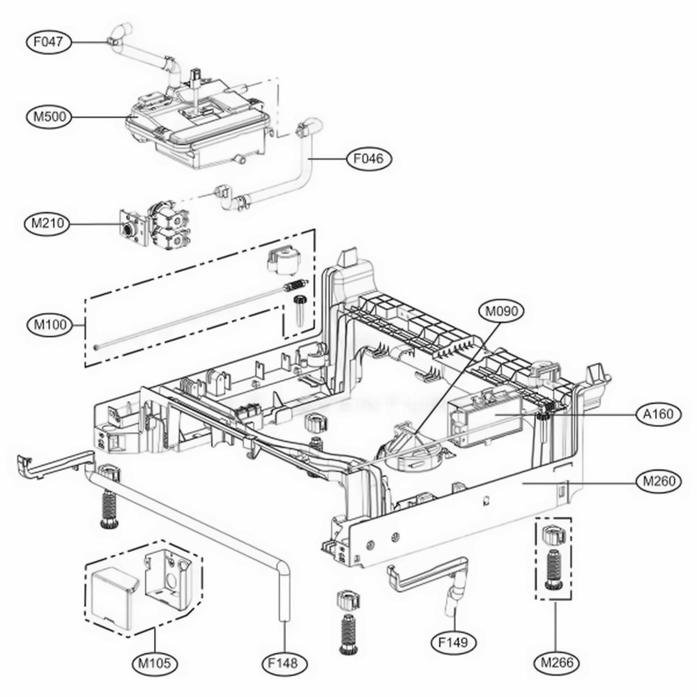 Base Assembly Diagram and Parts List for LDF8764ST ASTEEUS LG Dishwasher