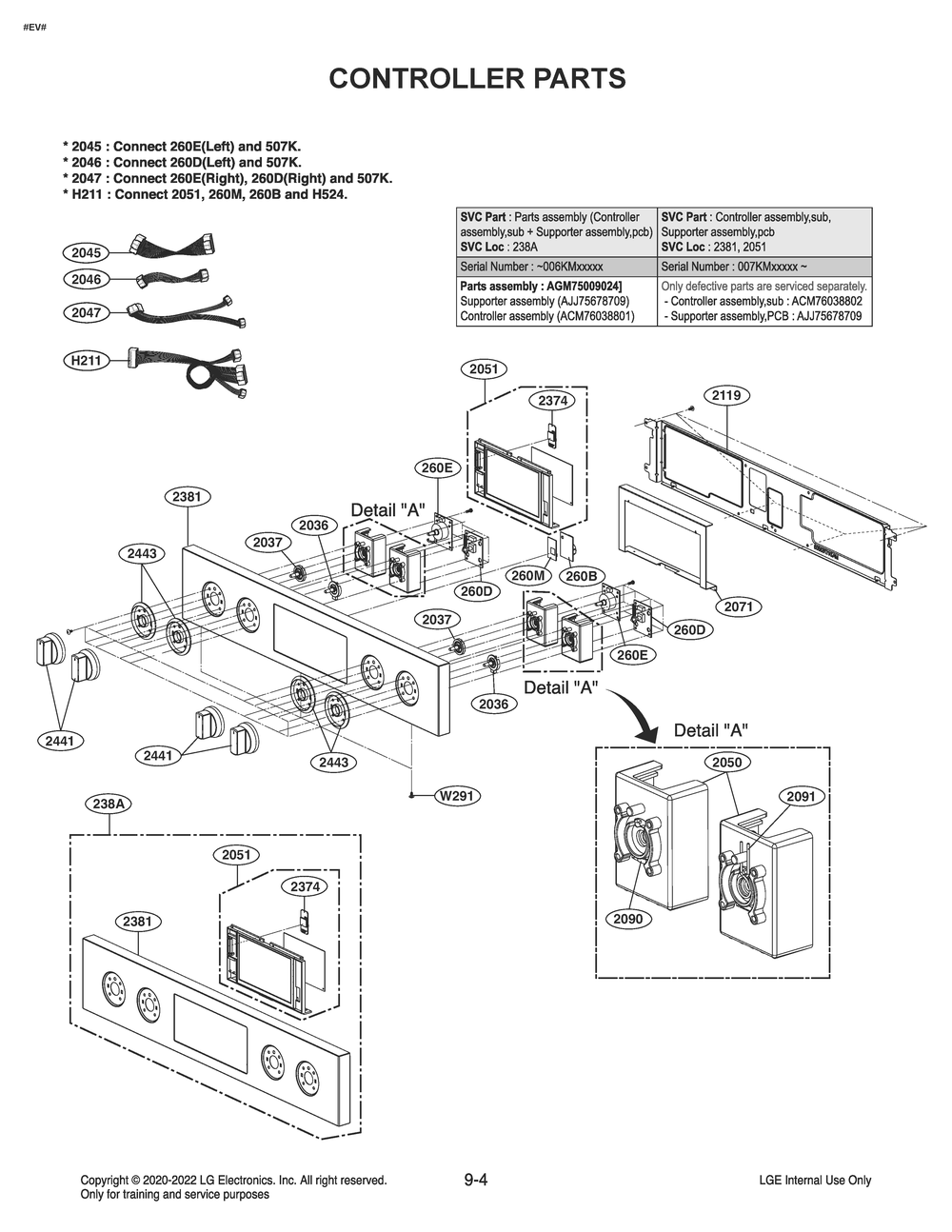 Controller Parts Diagram and Parts List for WDEK9419S ASTLSGN LG Wall Oven