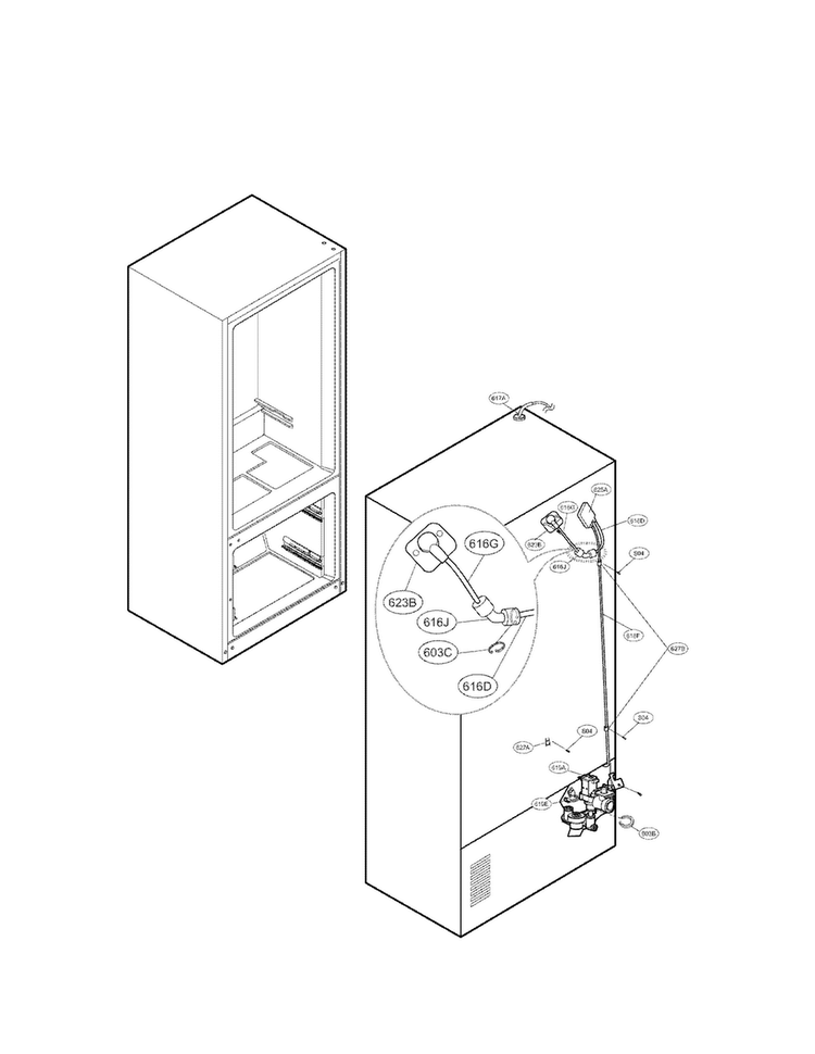 Valve And Water Tube Parts Diagram and Parts List for LFX31935ST 01 LG Refrigerator