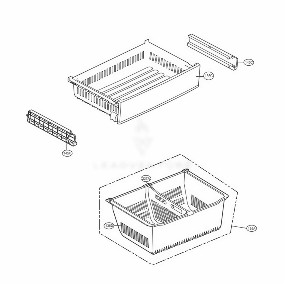 Freezer Parts Diagram and Parts List for 73033 ASTCSE0 LG Refrigerator