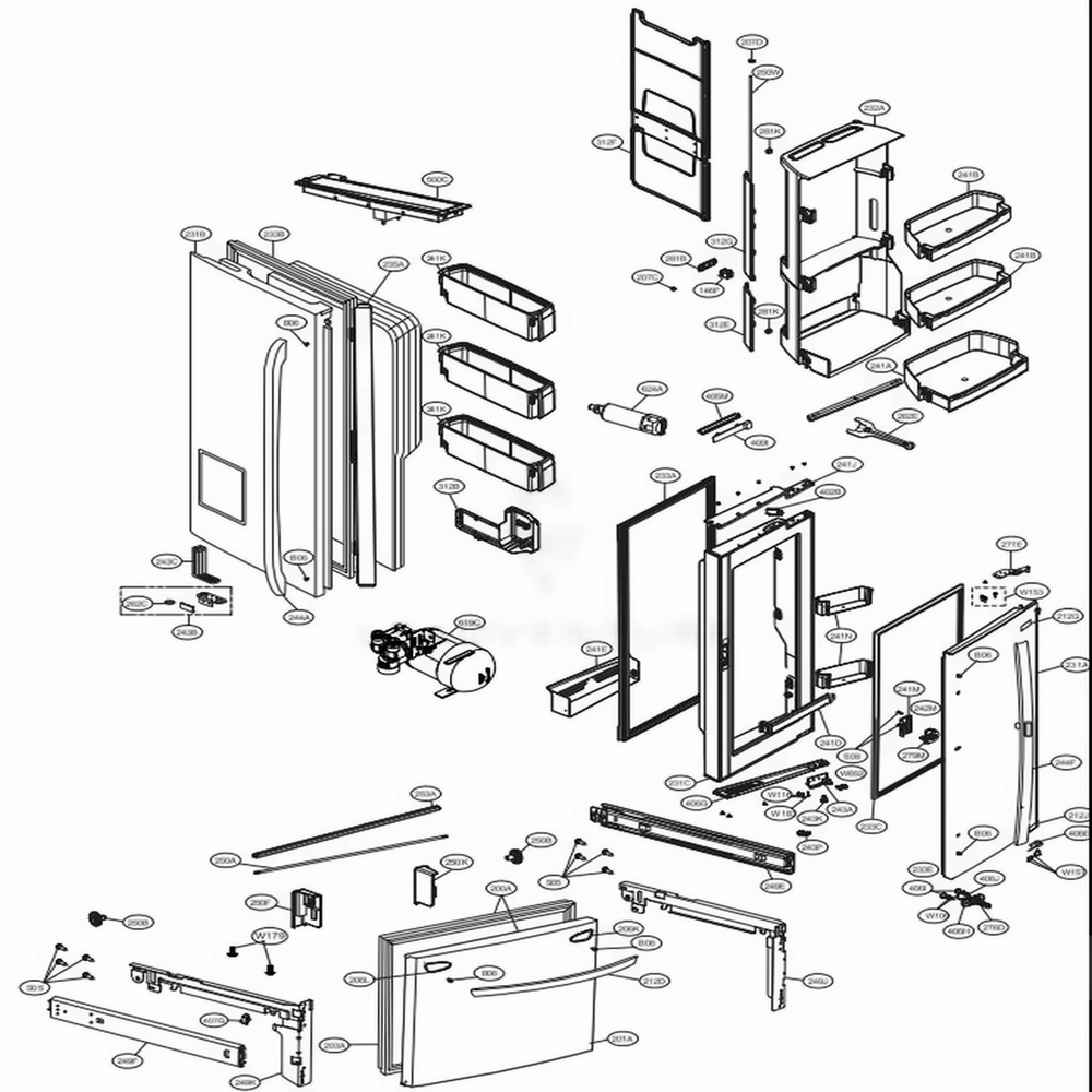 Door Parts Diagram and Parts List for LFXS30766S ASTCNA3 LG Refrigerator
