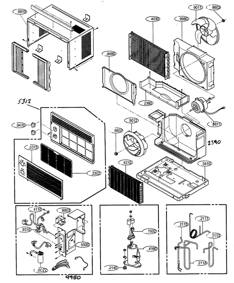 Cabinet Parts Diagram and Parts List for R5003  LG Air Conditioner