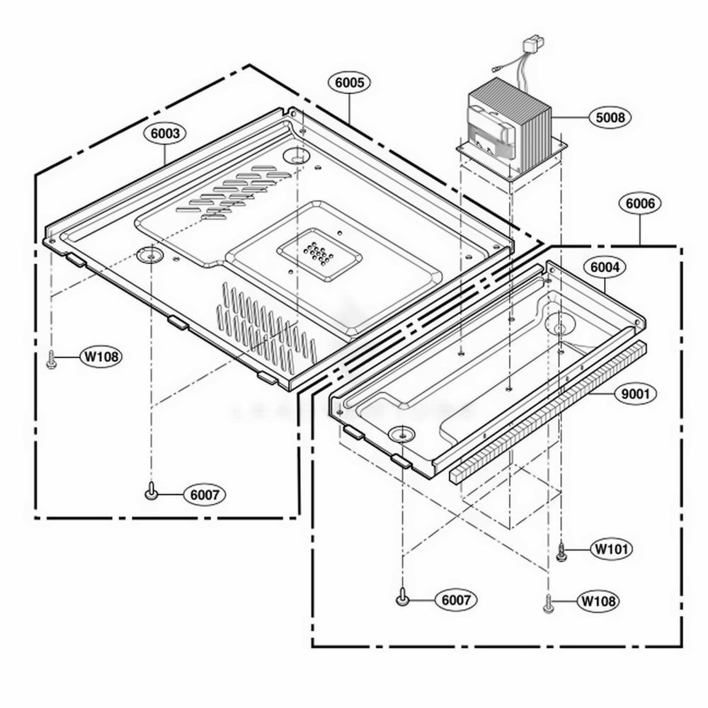 Base Plate Parts Diagram and Parts List for 62469 CB1ESEA LG Wall Oven