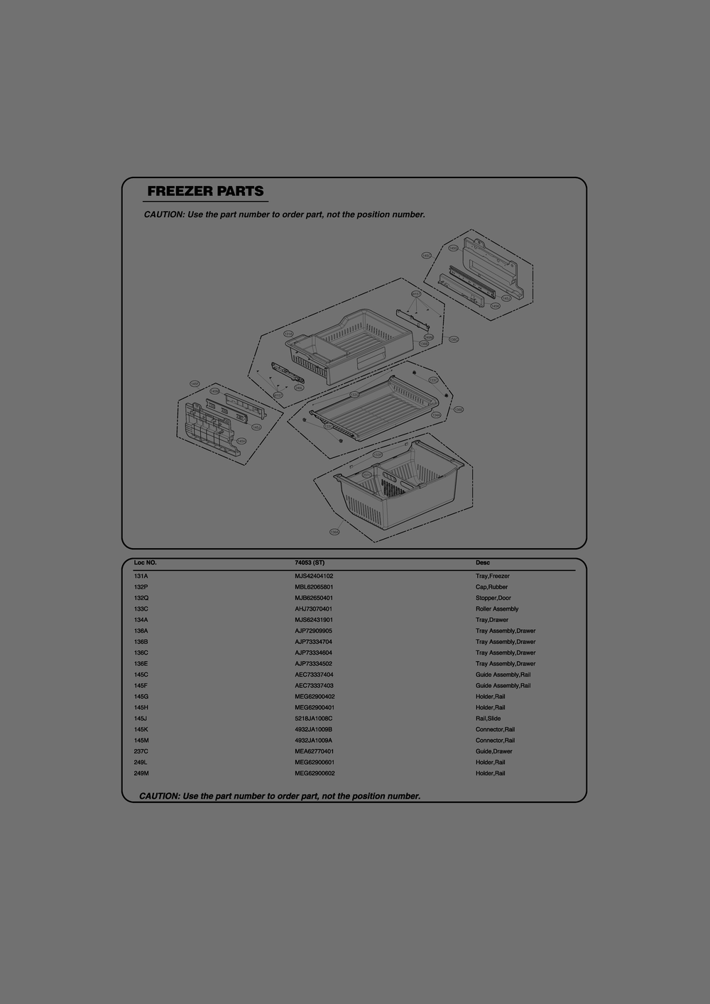 Freezer Parts Diagram and Parts List for GR-J268LSTM ASTCSE1 LG Refrigerator