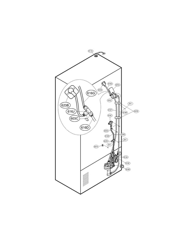 Valve And Water Tube Parts Diagram and Parts List for LFX28979SW 00 LG Refrigerator