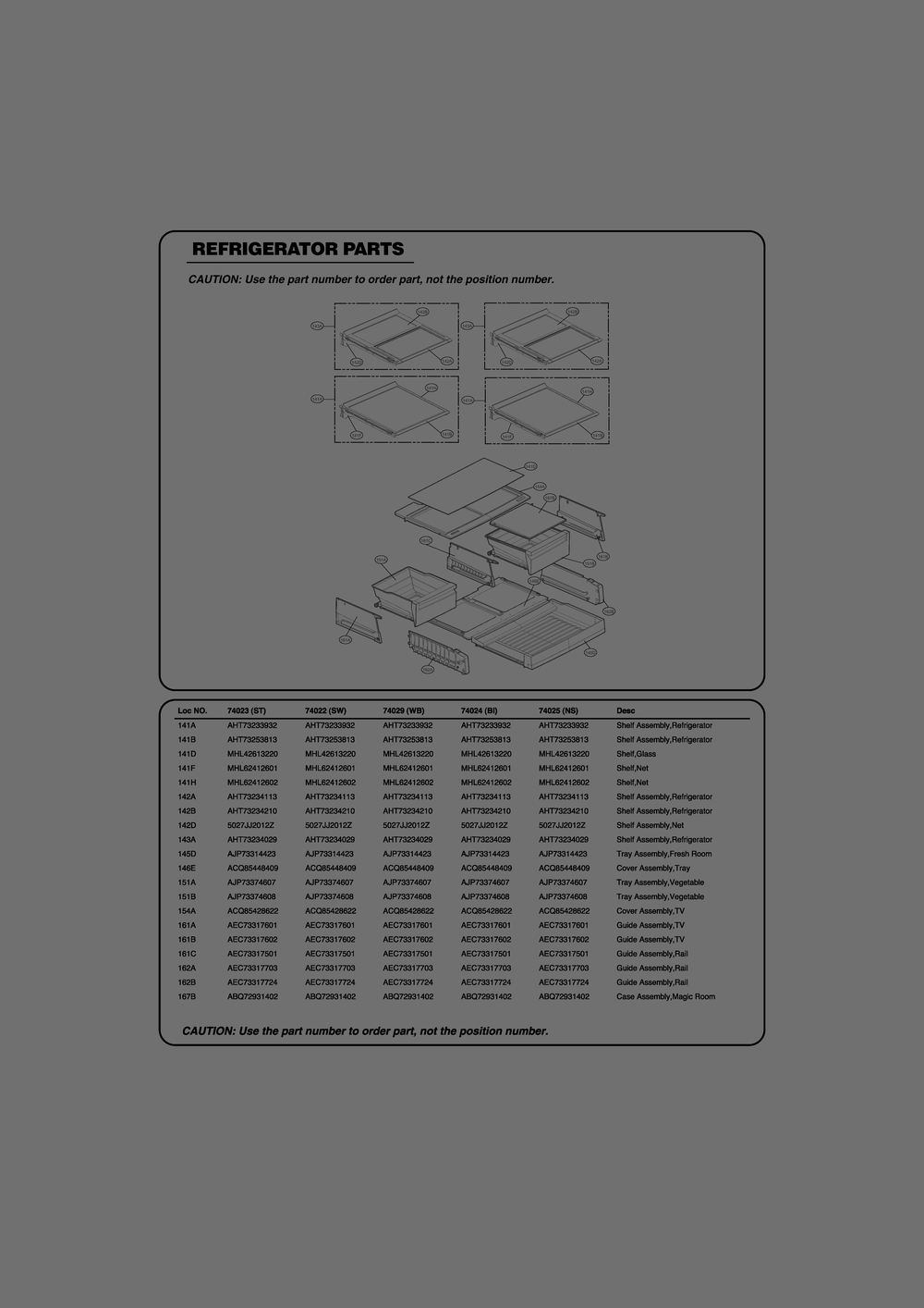Refrigerator Parts Diagram and Parts List for GR-L318LQTM ASWCSE1 LG Refrigerator