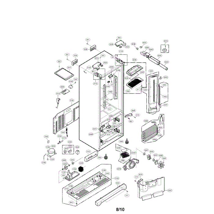 Case Diagram and Parts List for LMX25985SW 00 LG Refrigerator