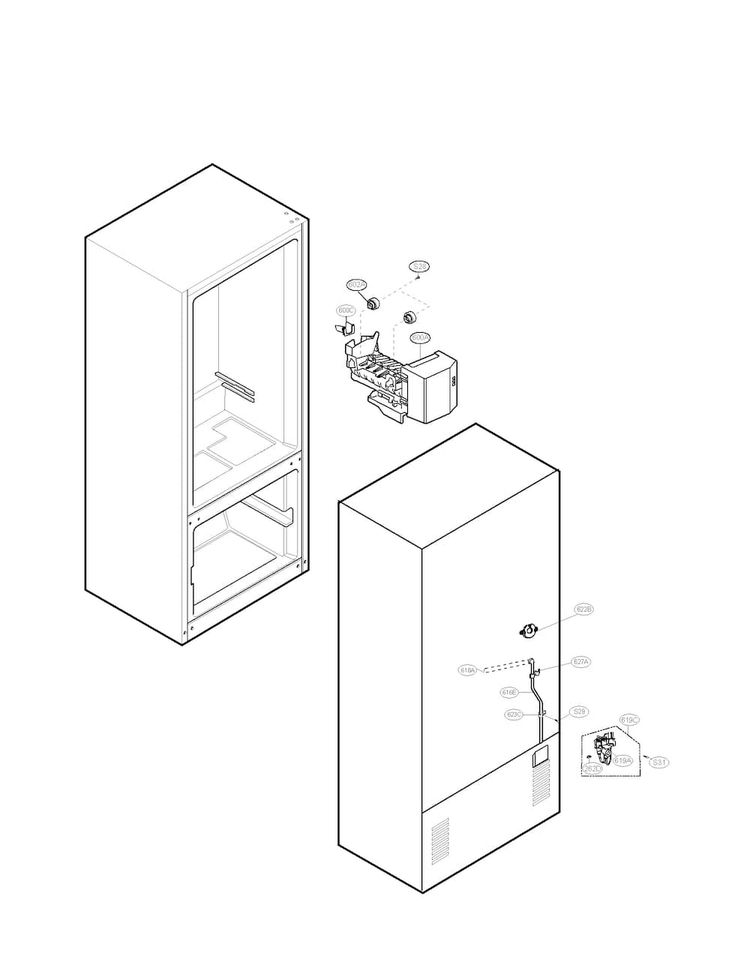 Water And Ice Maker Parts Diagram and Parts List for LFC23760SB 01 LG Refrigerator