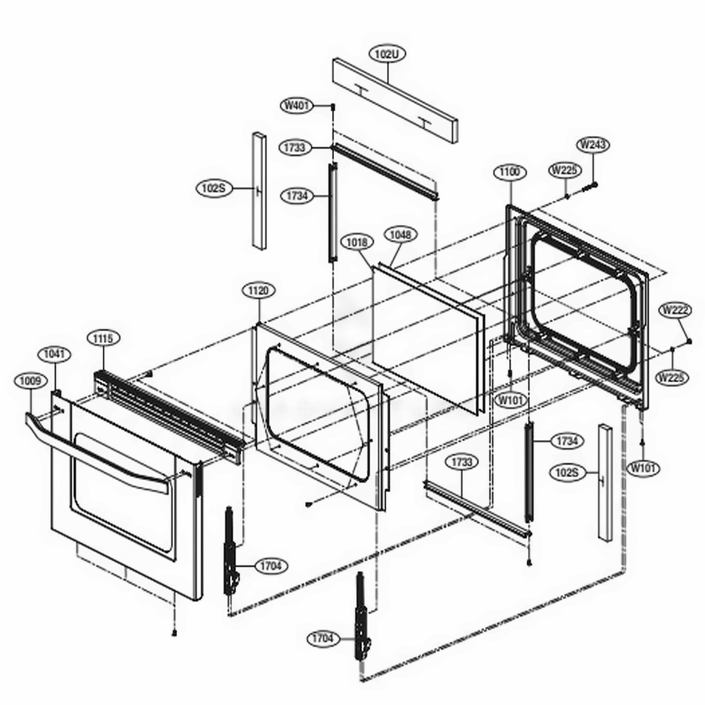 Lower Door Parts Diagram and Parts List for LDE3019ST FSTLLGA LG Range
