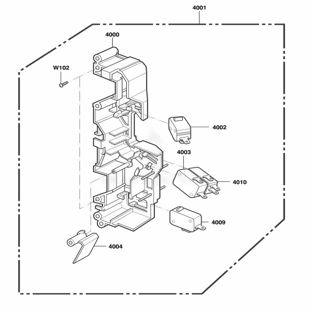 Latch Board Parts Diagram and Parts List for DOTRC11B ABKEDOM LG Wall Oven