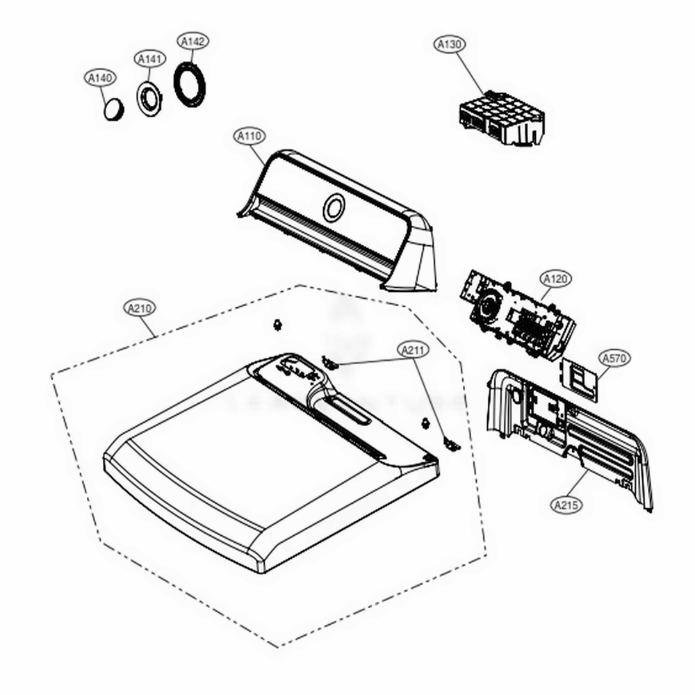 Control Panel And Plate Assembly Diagram and Parts List for DLE7060VE ASSEEUS LG Dryer