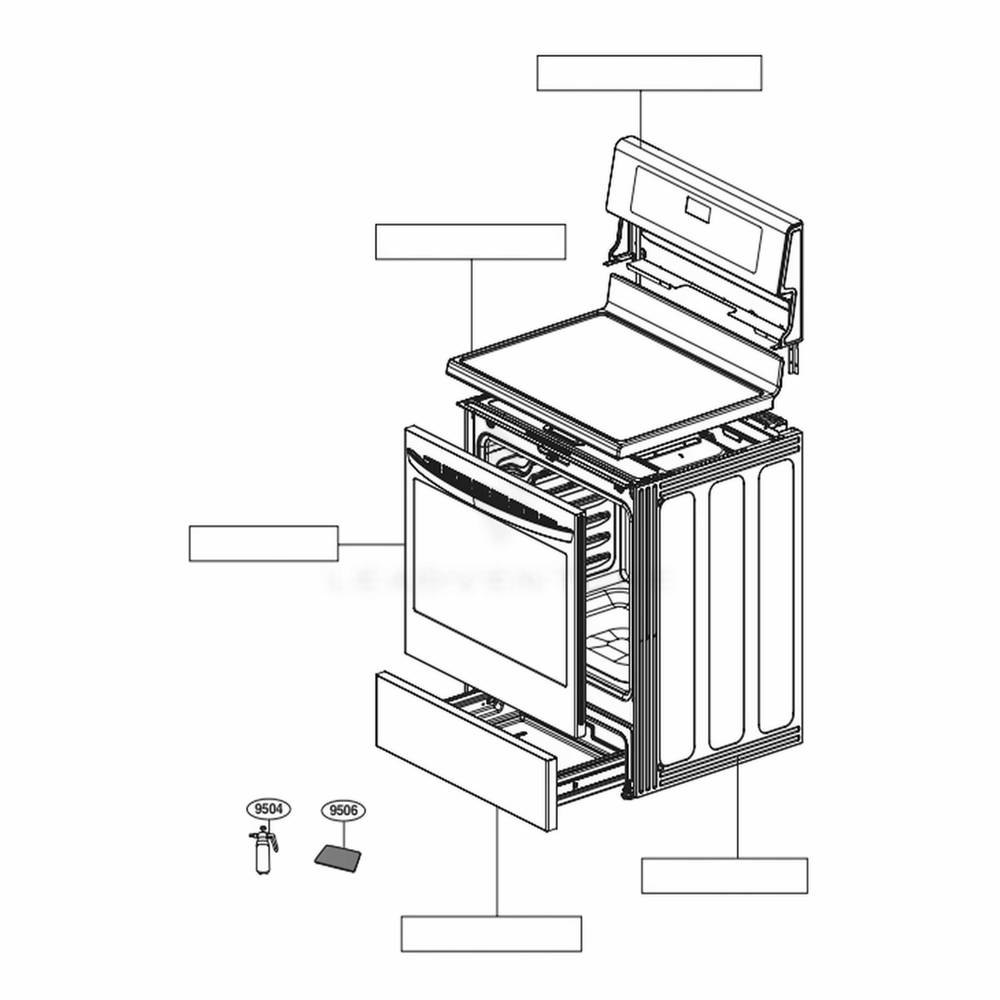 Main Diagram and Parts List for LRE3083BD FBDLLGA LG Range