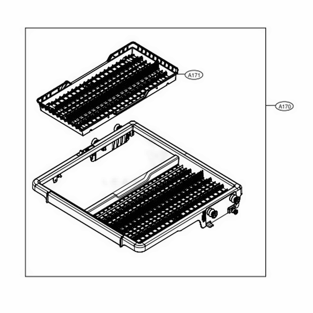 Third Rack Assembly Diagram and Parts List for 14305 ASSESEU LG Dishwasher