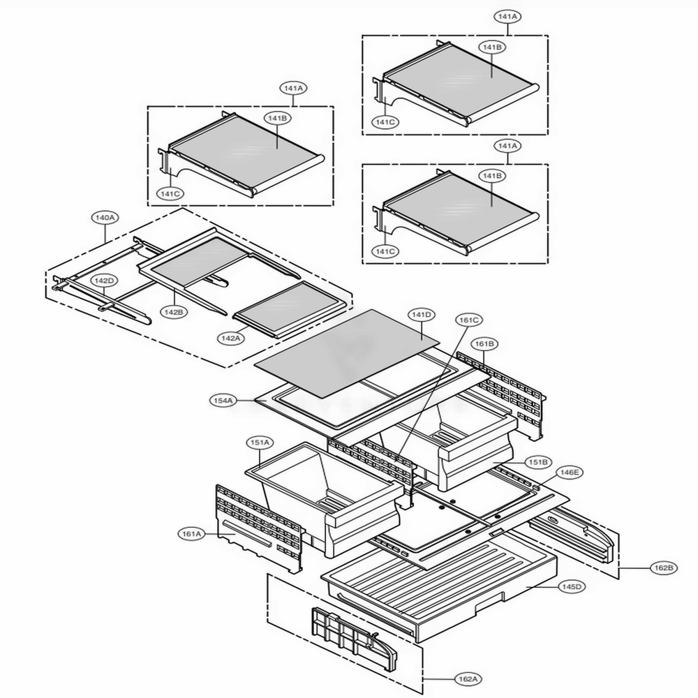 Refrigerator Parts Diagram and Parts List for 78542 ASW6SER LG Refrigerator
