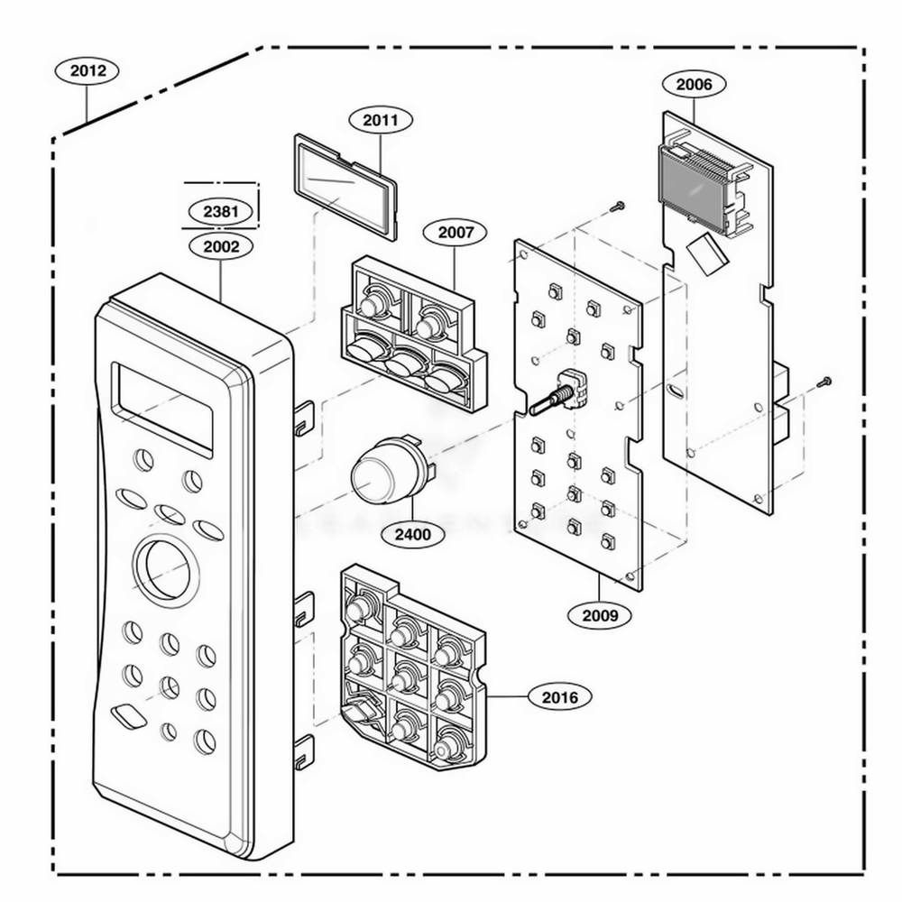 Controller Parts Diagram and Parts List for 64289 ABKESEA LG Wall Oven
