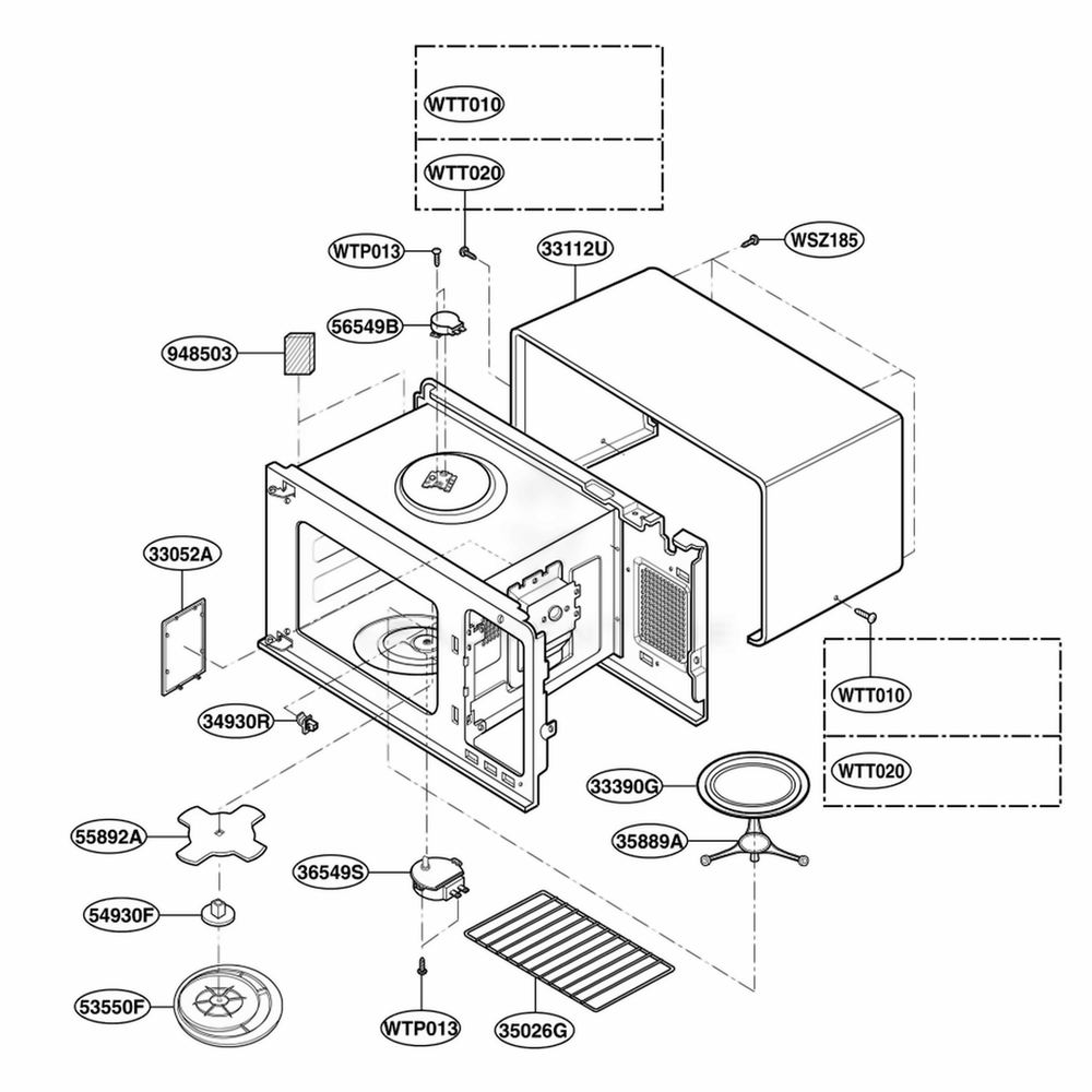 Oven Cavity Parts Diagram and Parts List for KCMS185JBL BKEKAD LG Wall Oven