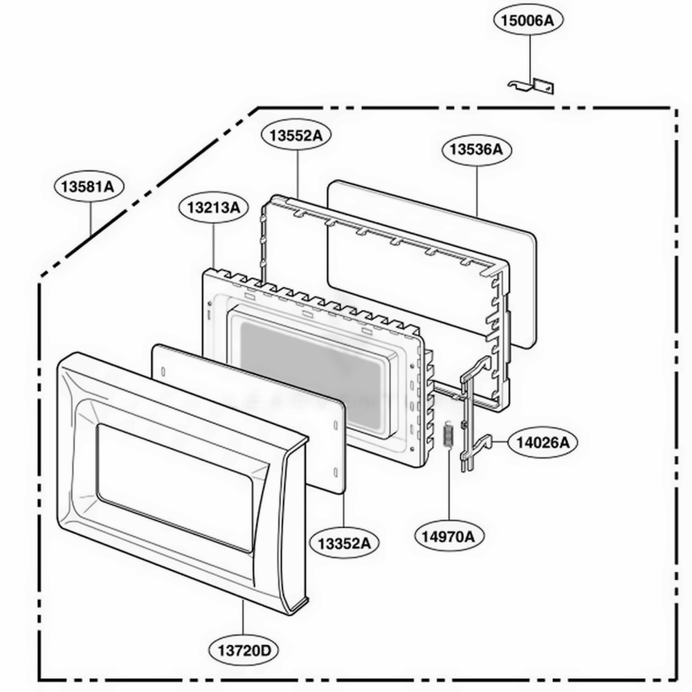 Door Parts Diagram and Parts List for MA1220B KBKEGSE LG Wall Oven