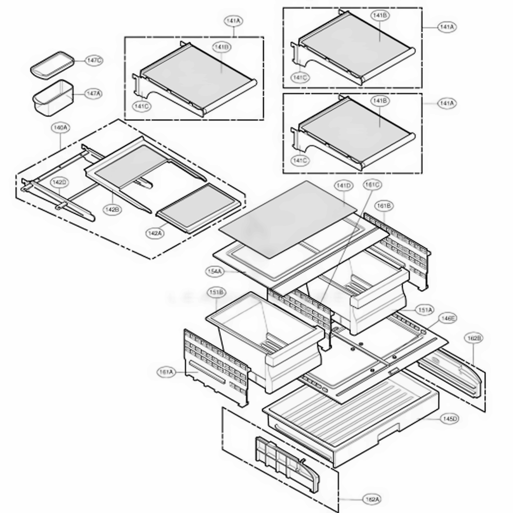 Refrigerator Parts Diagram and Parts List for 78739 AWBCSER LG Refrigerator