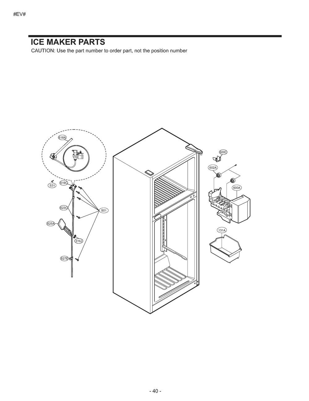 Ice Maker Parts Diagram and Parts List for GM-U652GQGP ASWCSE4 LG Refrigerator
