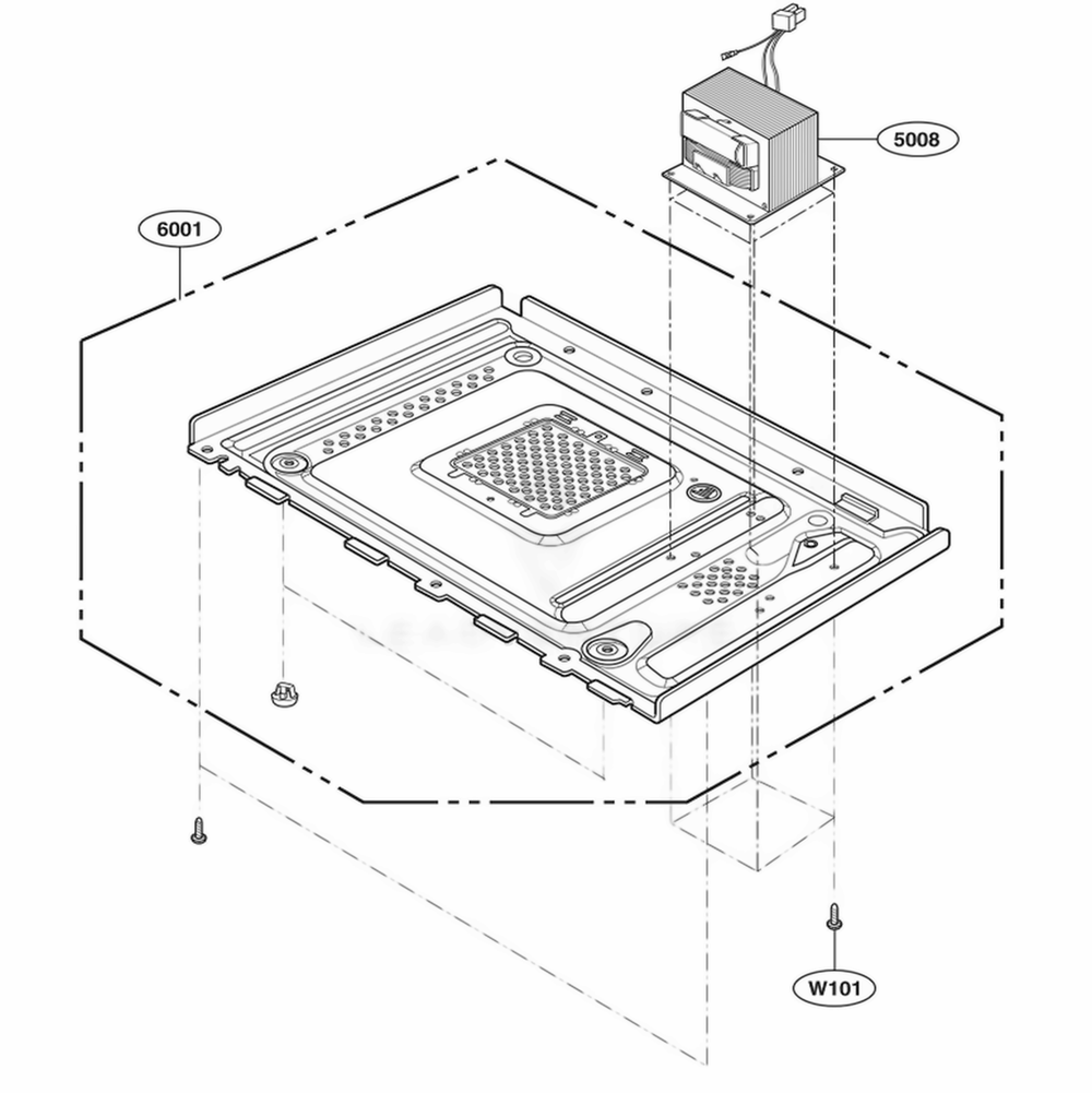 Base Plate Parts Diagram and Parts List for LCS1013SW CWHEBBY LG Range