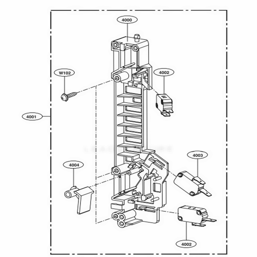 Latch Board Parts Diagram and Parts List for LMV2031SW CWHELGA LG Microwave