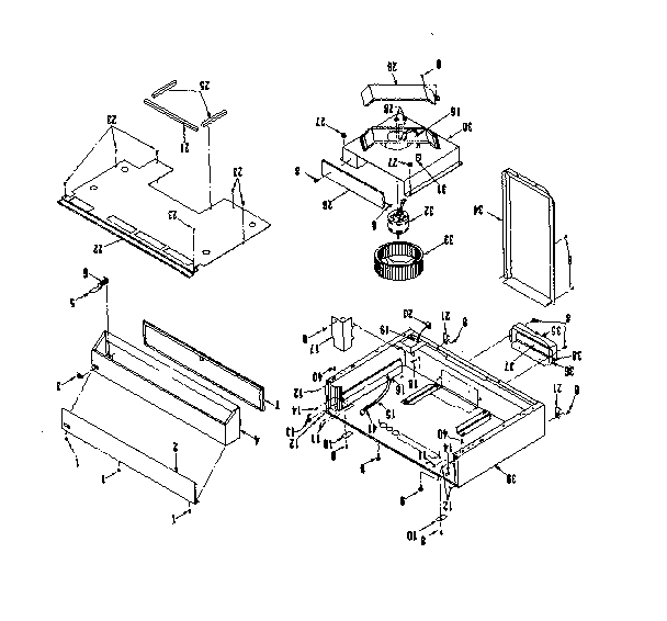 Range Hood Diagram and Parts List for 2335888391  Kenmore Range Hood