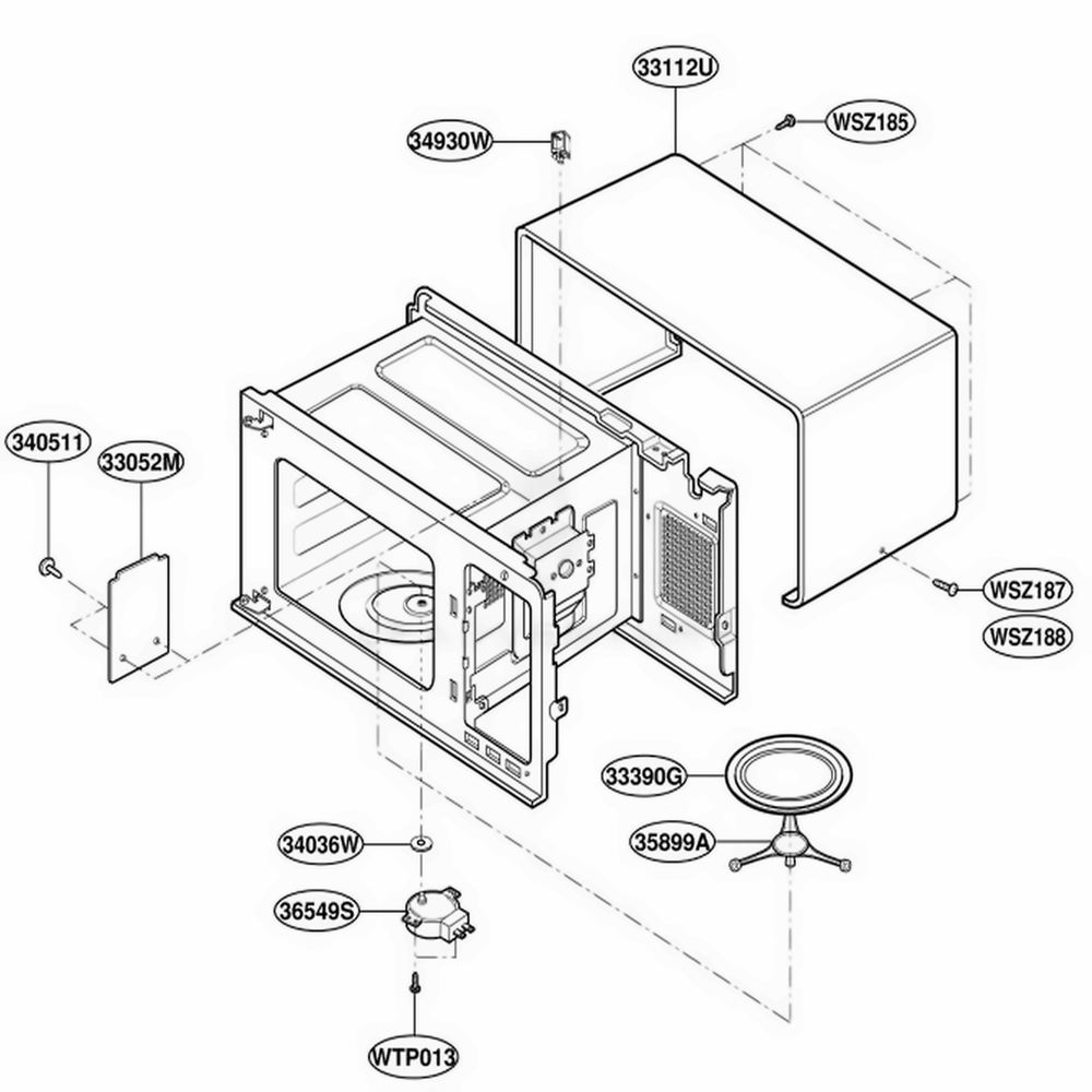 Oven Cavity Parts Diagram and Parts List for YKCMS135HSS STEKAC LG Range