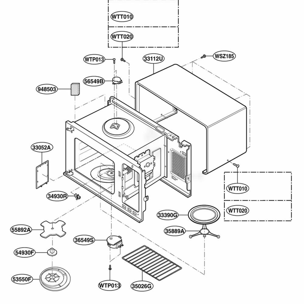 Oven Cavity Parts Diagram and Parts List for KCMS185JBT CB6EKAD LG Wall Oven