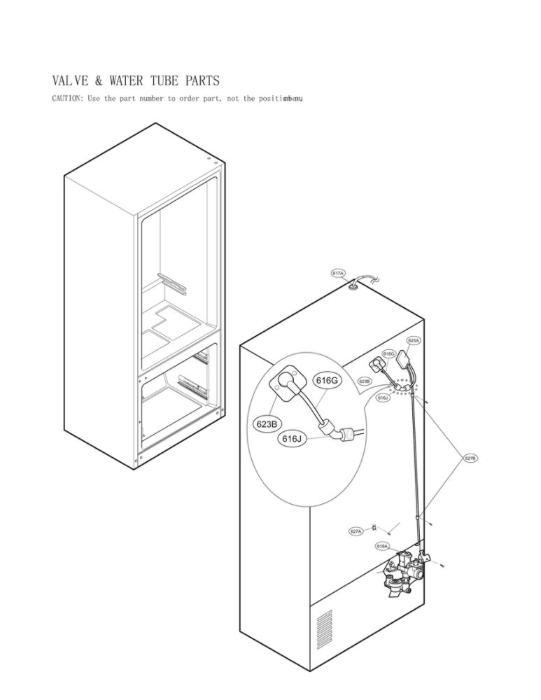 Valve And Water Tube Parts Diagram and Parts List for LFX28968SB 03 LG Refrigerator