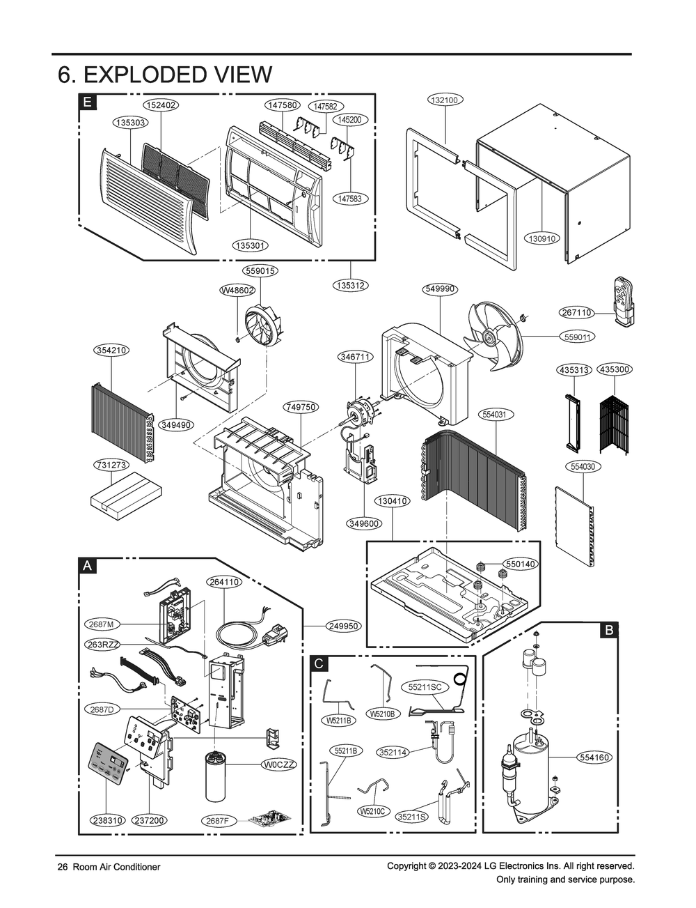 Diagram 1 Diagram and Parts List for LT1430CNR AT3AUSH LG Air Conditioner