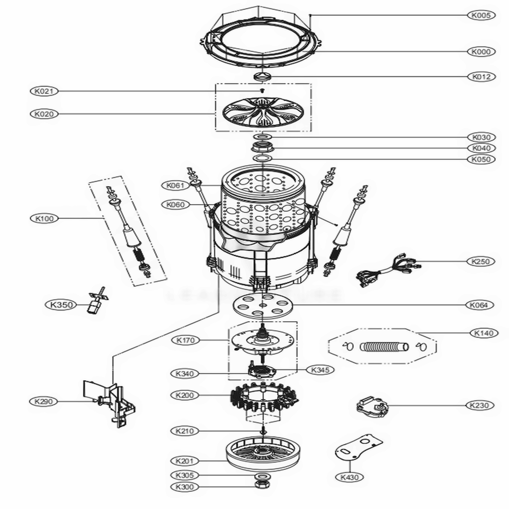 Tub Assembly Diagram and Parts List for 31512 ABWESEU LG Washer Dryer Combo