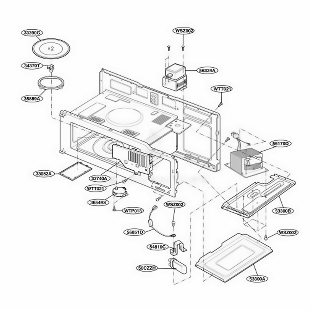 Interior Parts 1 Diagram and Parts List for 79609 KBKESEG LG Range