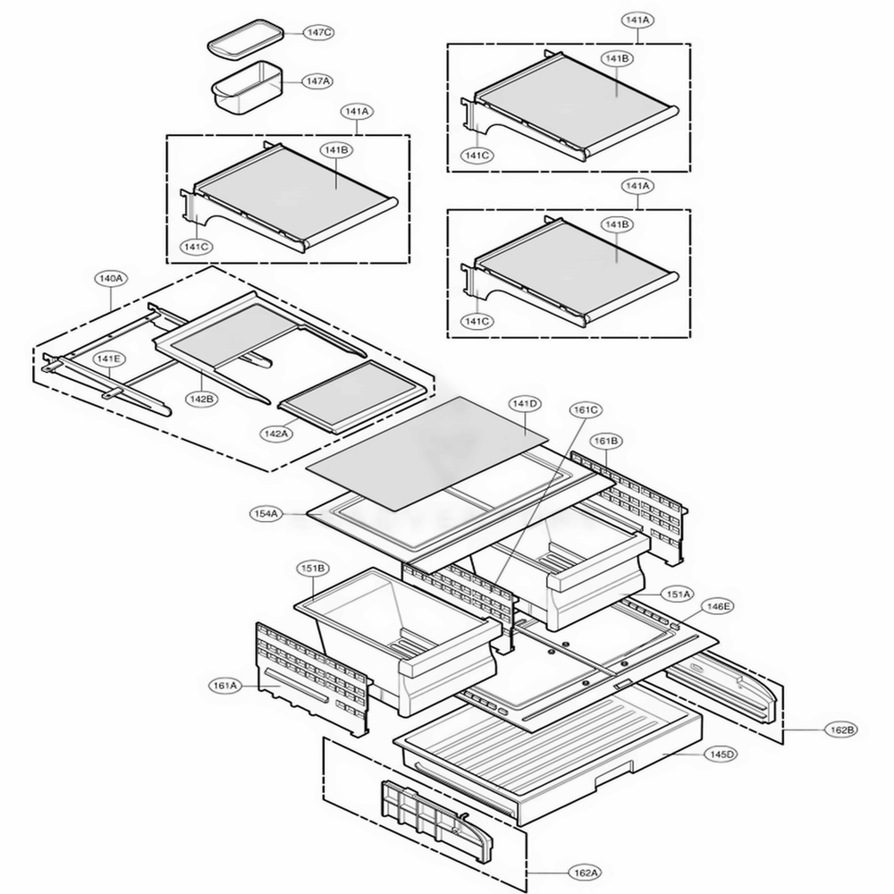 Refrigerator Parts Diagram and Parts List for 78543 AST1SER LG Refrigerator