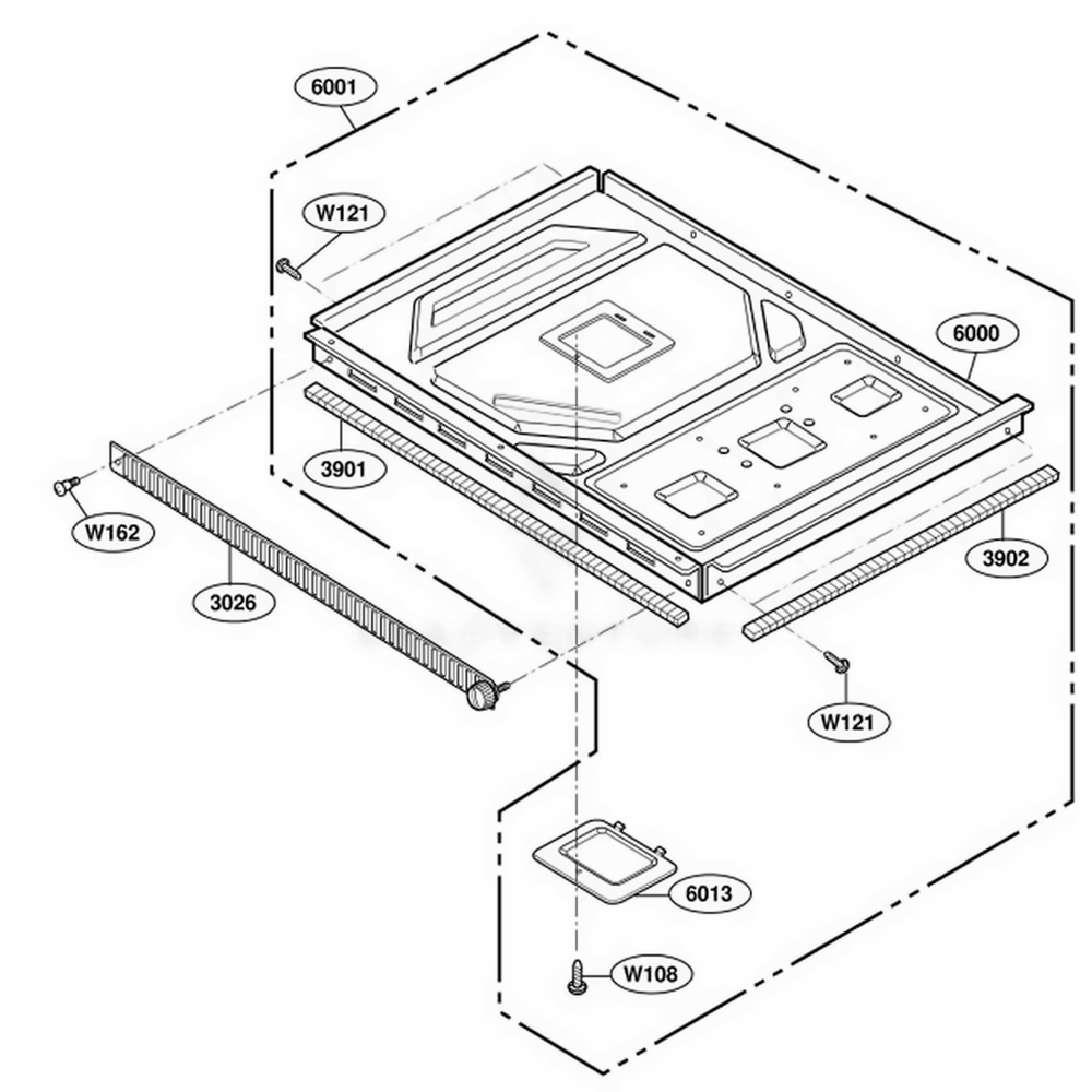 Base Plate Parts Diagram and Parts List for UFS11EA AST7MTR LG Range
