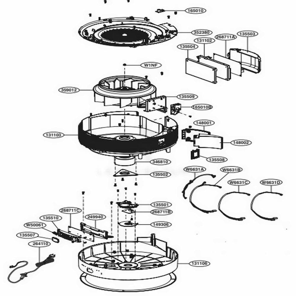 Case Assembly, Single Diagram and Parts List for AS401VSA0 ASVEUS LG Air Conditioner