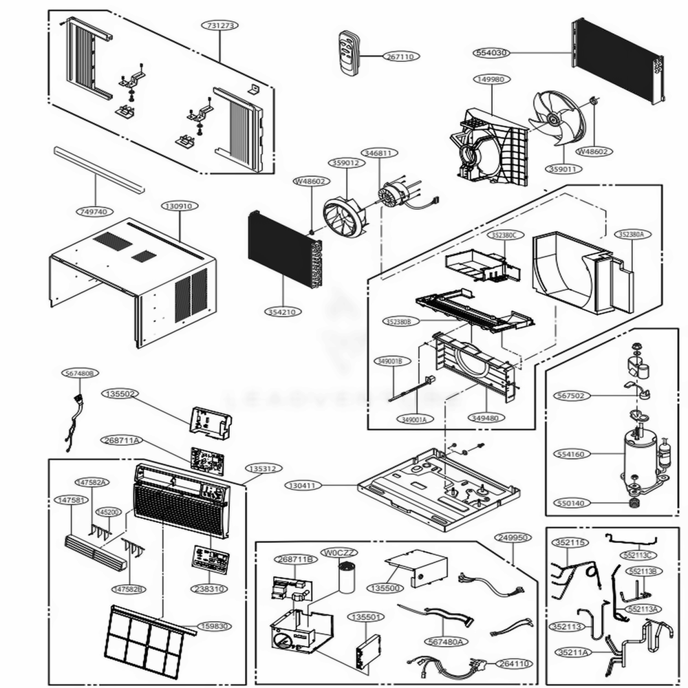 Main Diagram and Parts List for LW8016ER AT1AHDS LG Air Conditioner