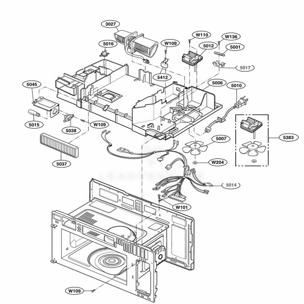 Interior Parts 2 Diagram and Parts List for MMV4205AAQ AB6EMTG LG Microwave