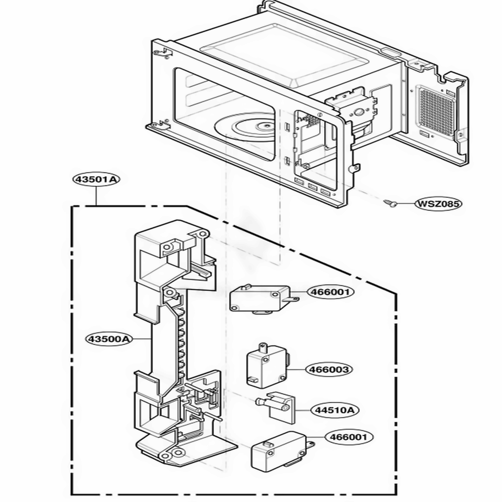 Latch Board Parts Diagram and Parts List for YMT2145SJQ0 AMWEWPC LG Range