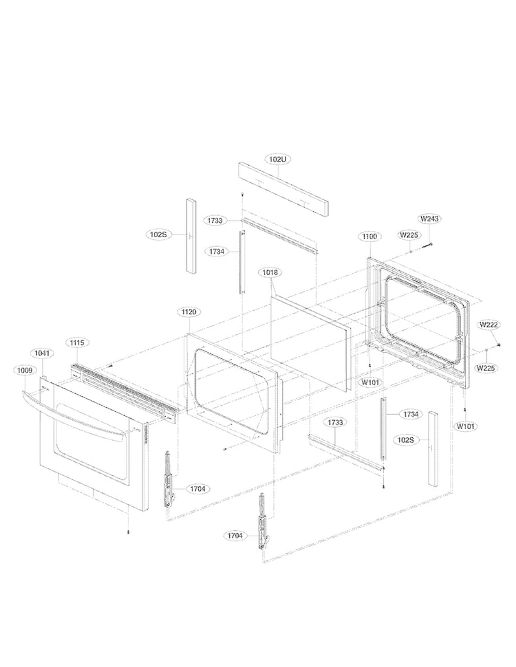 Lower Door Parts Diagram and Parts List for LDE3035ST  LG Range