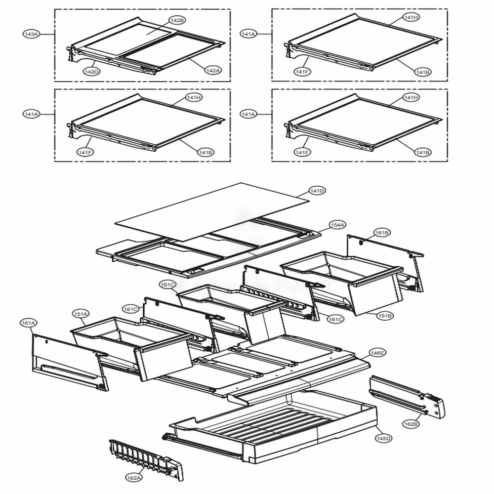 Refrigerator Parts Diagram and Parts List for LFXC24726S ASTCNA0 LG Refrigerator