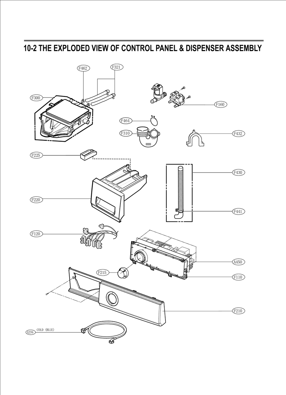 Control Panel And Dispenser Assembly Diagram and Parts List for F1091QDP2 ABWPARA LG Washer