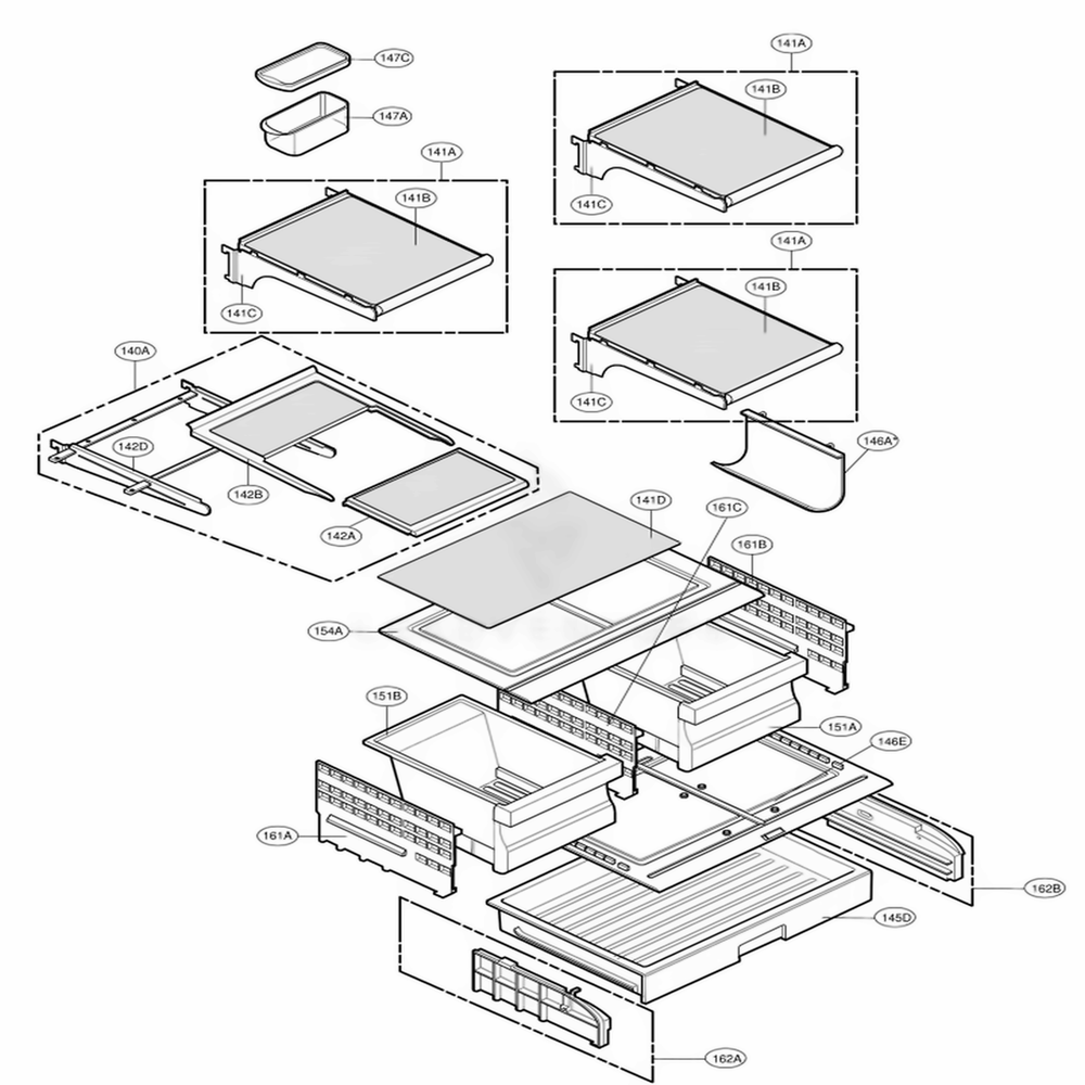 Refrigerator Parts Diagram and Parts List for 78559 AWBCSEF LG Refrigerator