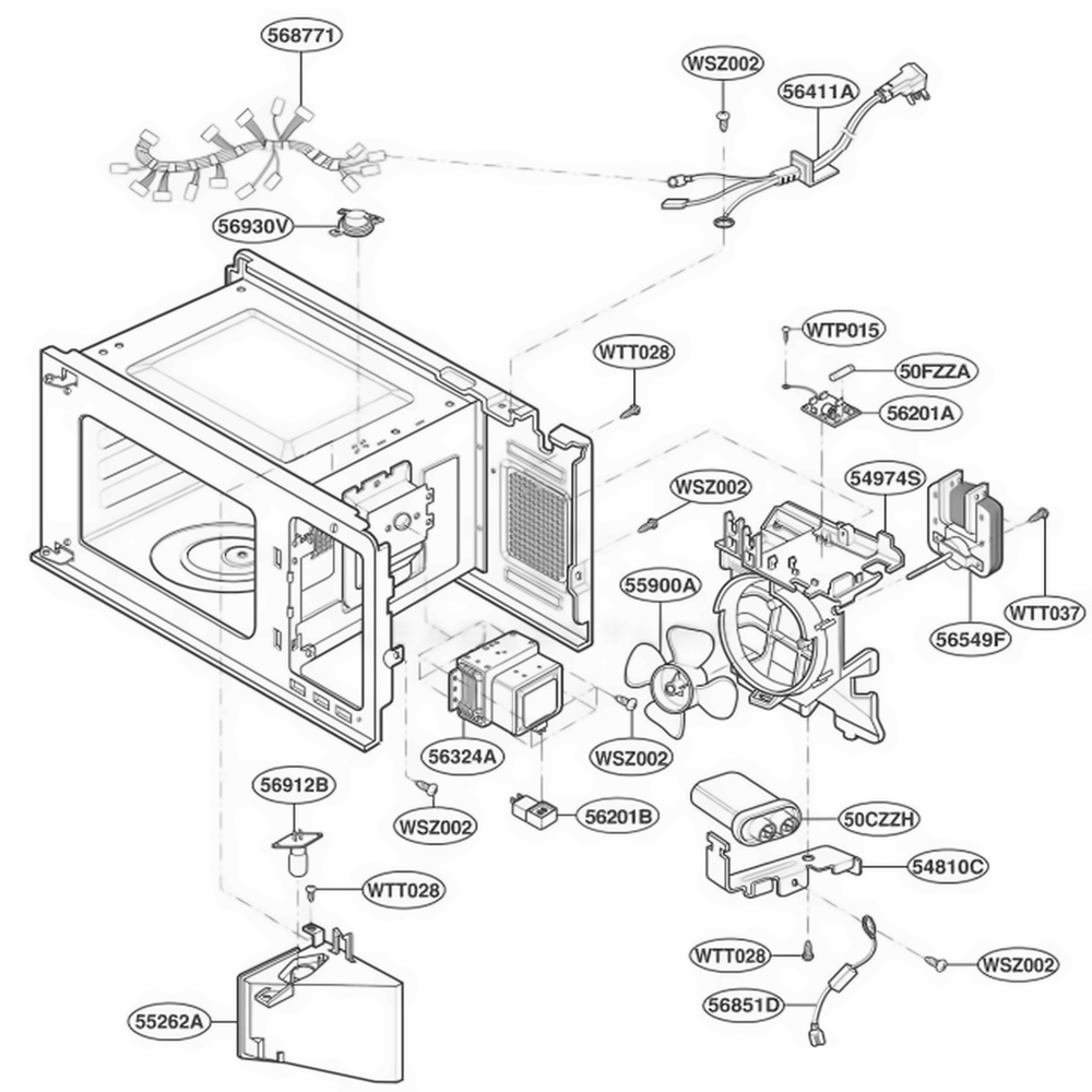 Interior Parts Diagram and Parts List for YKCMS145JBL0 ABKEKAC LG Range