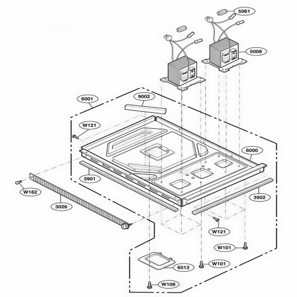 Base Plate Parts Diagram and Parts List for DFS18G ASTQMTR LG Range